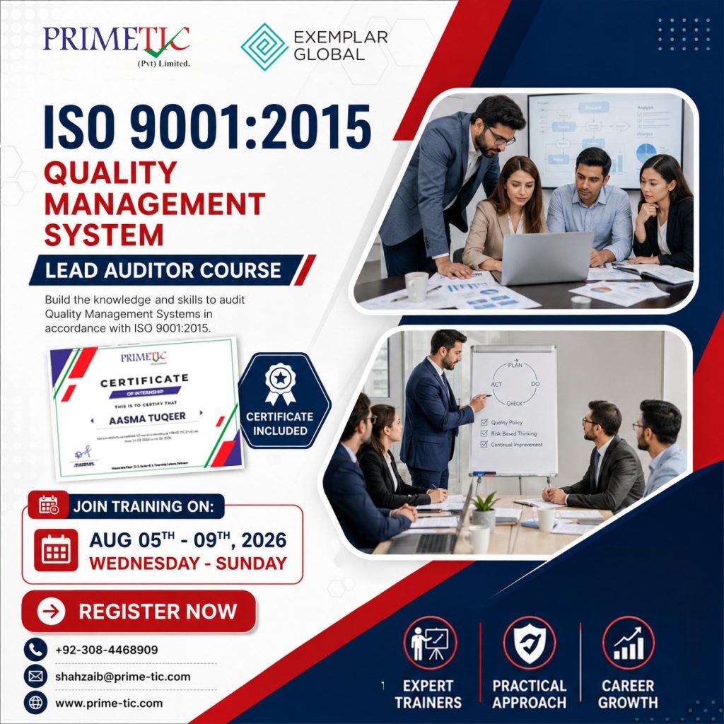 Prime TIC conducting ISO 9001 Lead Auditor Course in Lahore