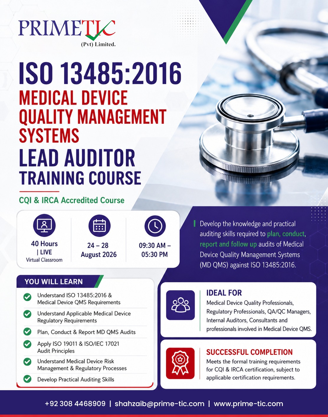 | ISO 13485:2016 Medical Device QMS | Lead Auditor Training